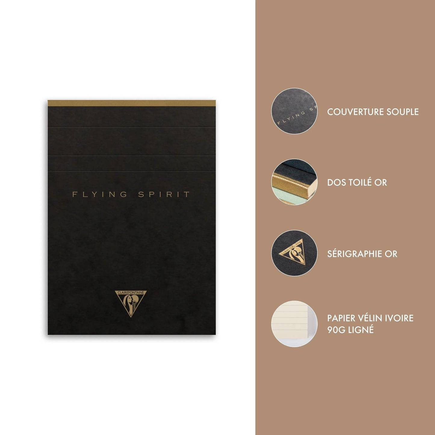 Header Star Block Flying Spirit Nero A6 140 pagine staccabili foderate corrispondenti modelli carta avorio 90g - Nero (Pacchetto x5)