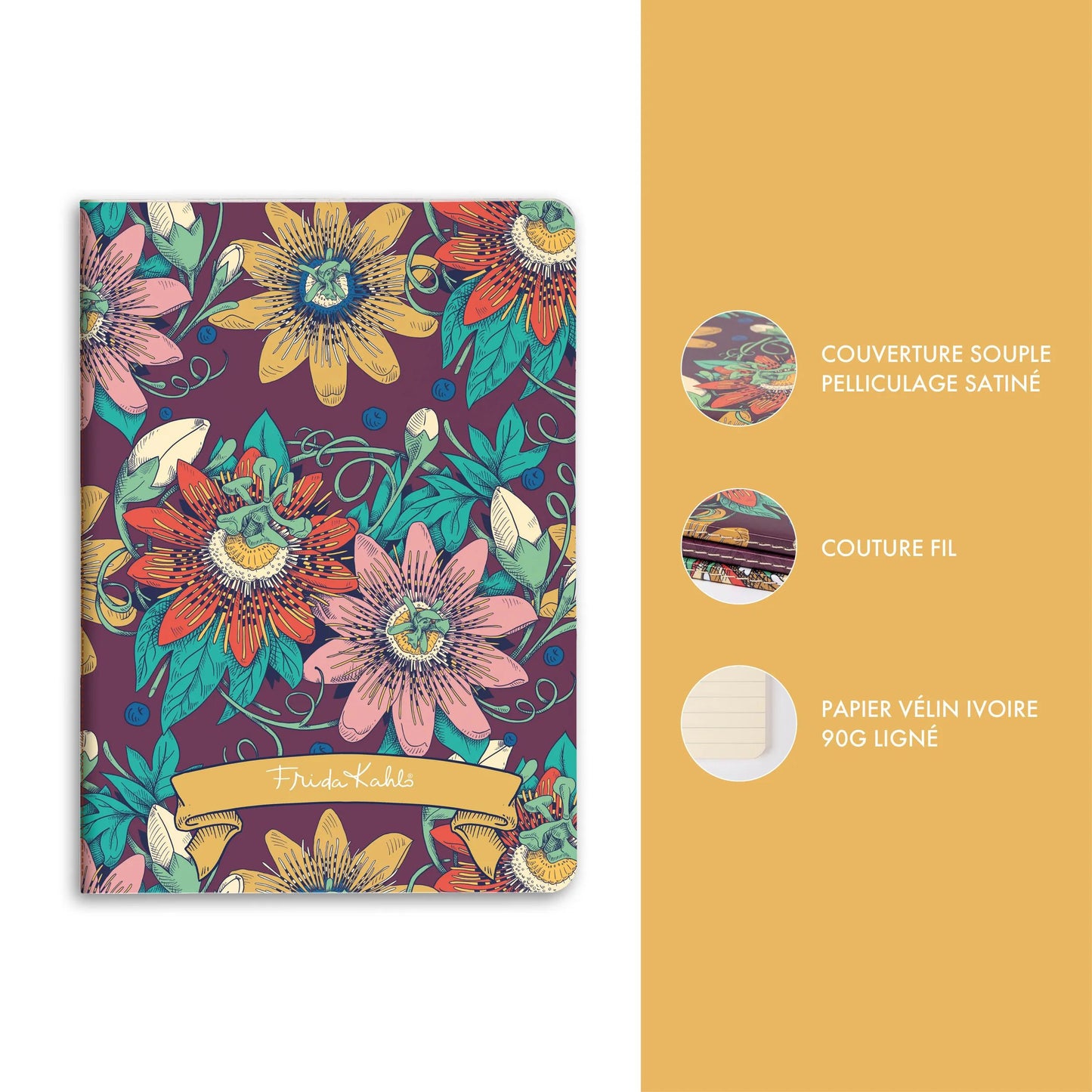 Frida Kahlo, Sewn Book A5 14.8x21 cm, 64 pages, line, ass. (Pack x9)