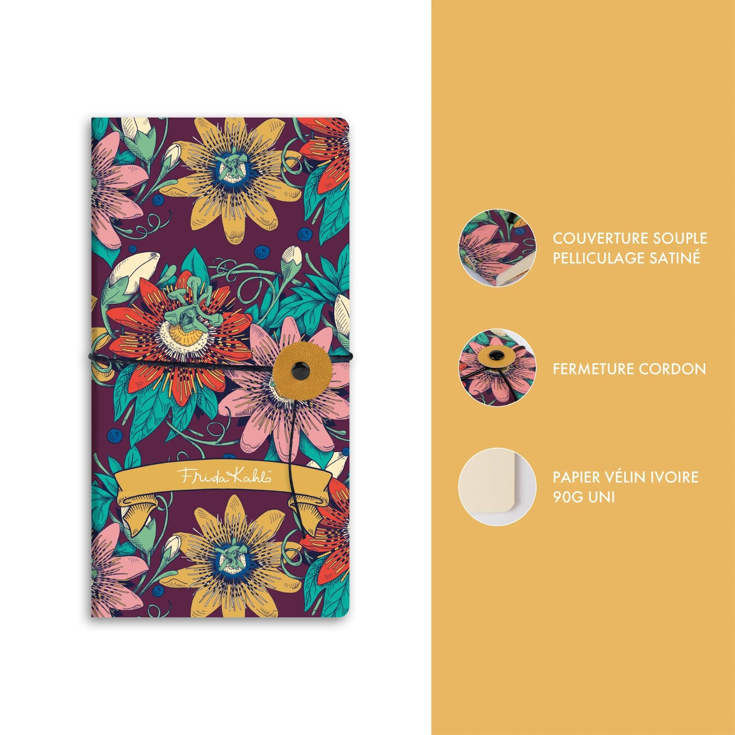 Frida Kahlo, Tagebuch schlank 9x18 cm, 80 Seiten, glatt, Arsch. (Paket x4)