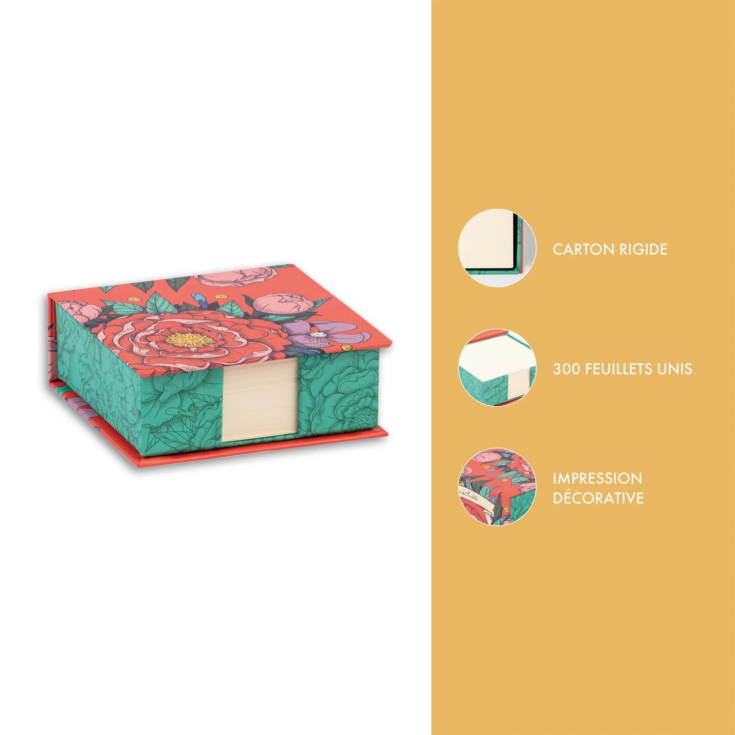 Frida Kahlo, Bloc cube 11x11x4cm contenant 300 feuillets unis 9,8x9,8 cm (Lot x4)
