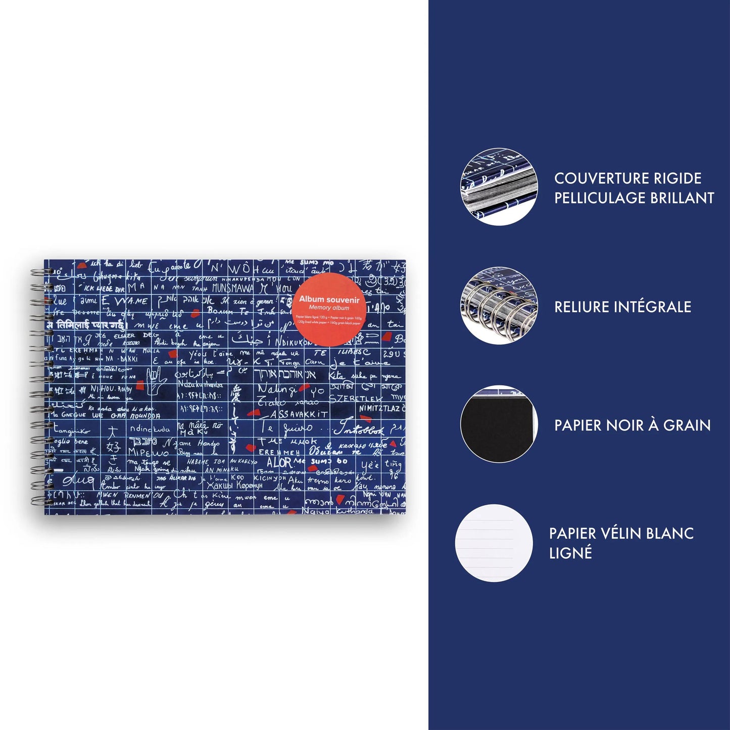 Le Mur des Je t'aime, Album souvenirs A4 21x29.7 cm 40 Blatt Ligne + Uni - Neu (Paket x3)