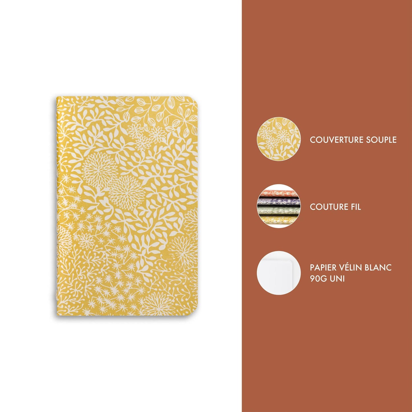 Garden of the Sens, Sewn notebook thread 7,5x12cm, 48 pages, plain, ass. - New (Pack x36)