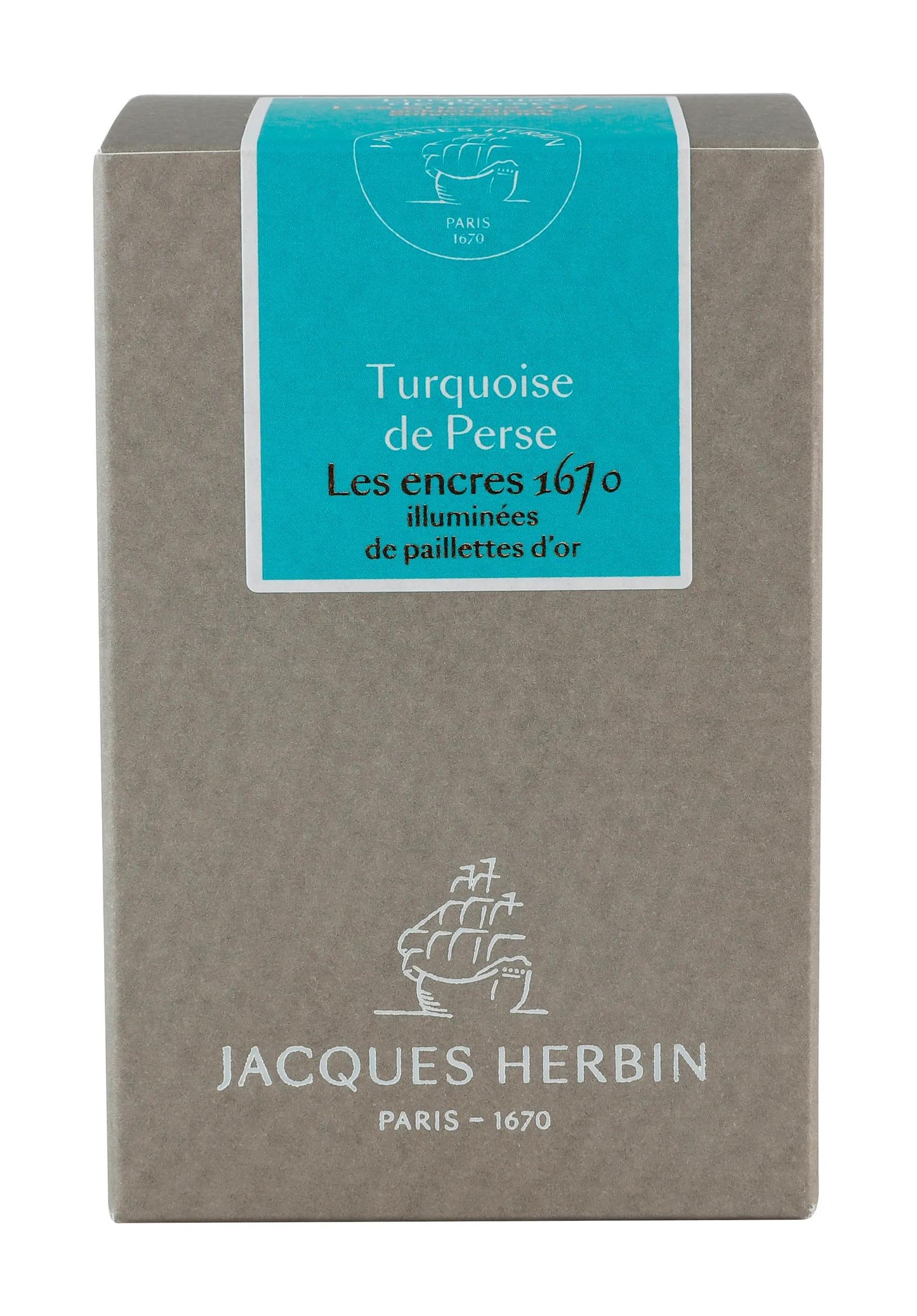 Encre 1670 à paillettes dorées - Turquoise de Perse
