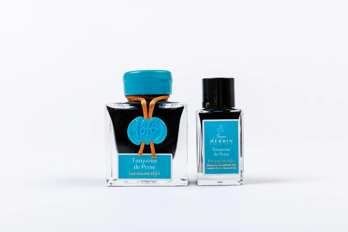 Encre 1670 à paillettes dorées 15ml - Turquoise de Perse (lot de 3)