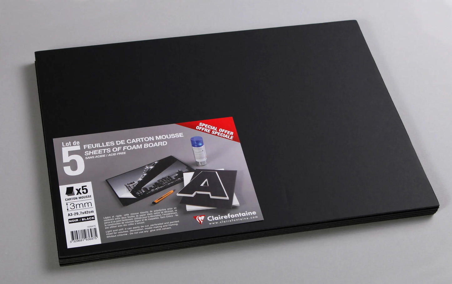 Carton Foam Lot 5 sheets A3 3mm - Black