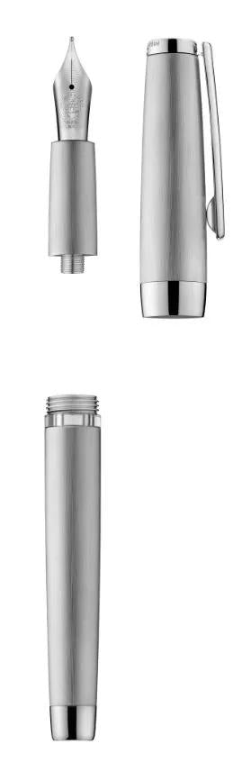Precious metal pen, brushed palladium body and polished palladium attributes, feather M