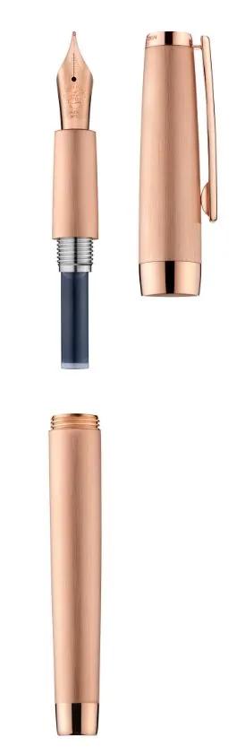 Precious Metall Stift, gebürstet 5N rosa Gold Körper und 5N poliert rosa Gold Attribute, rosa gold behandelt Stahl Feder in Größe M