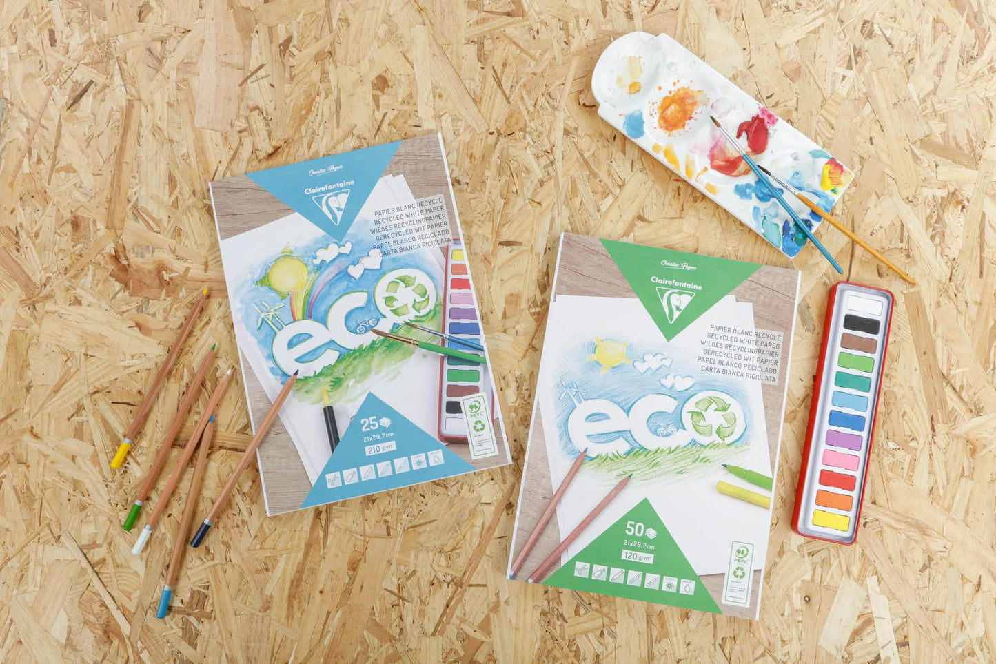 RECYCLE WHITE PAPER, 50 sheet block 120g/m2 in A4 format (21x29 .7cm) - White (Pack x5)