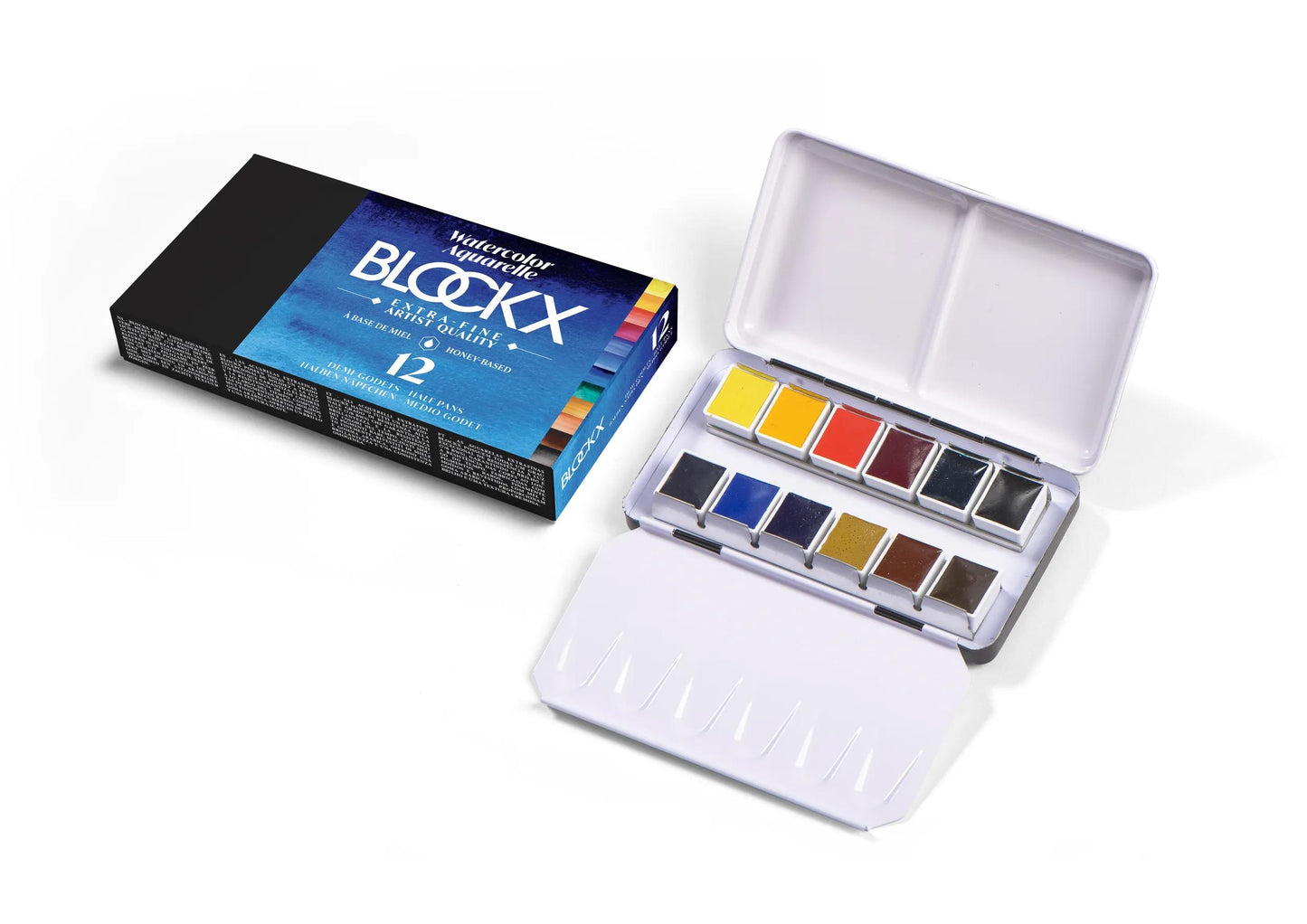 Watercolor Metal box + 12 half-godets
