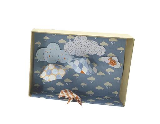 PRINTED PAPERS, 20 sheet block 200g/m2 in 14.8x21cm format - Rain - Multicolor (Pack x5)