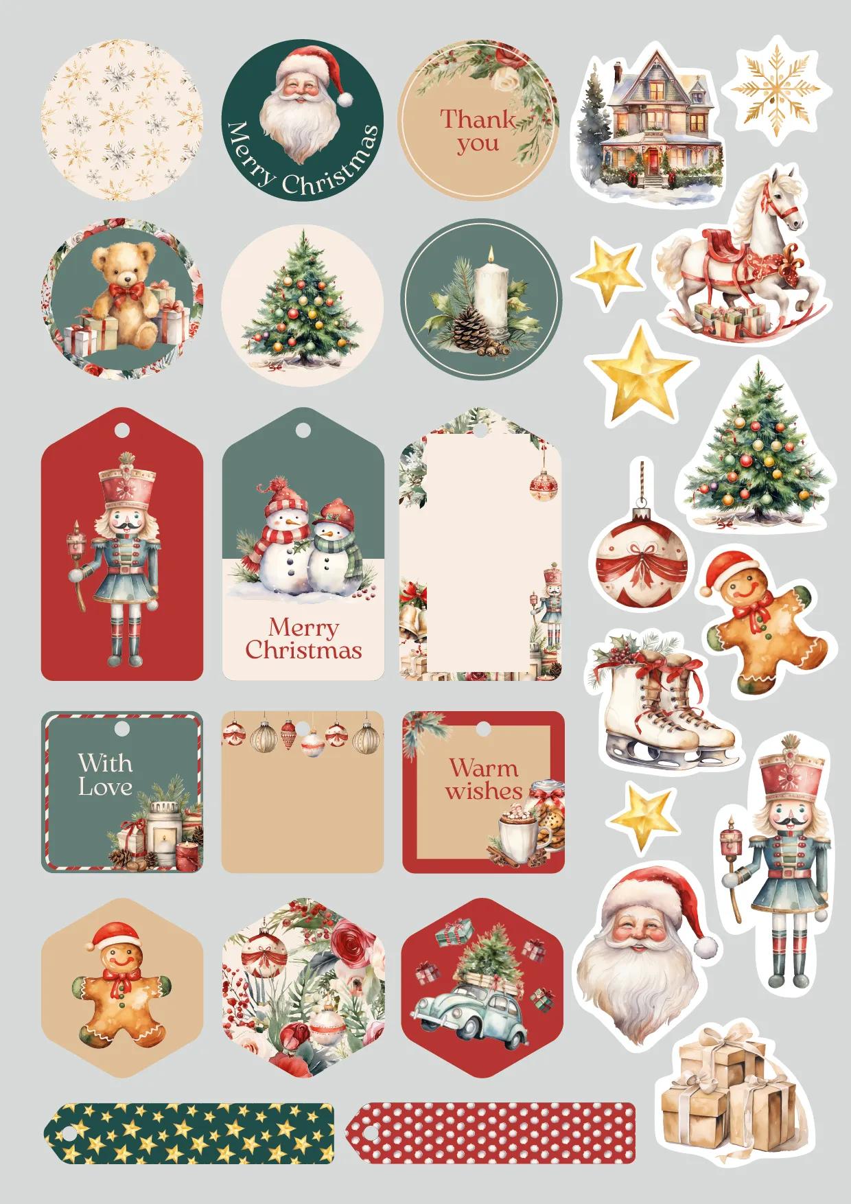 PRINTED PAPERS, block of 20 motif sheets 160g/m2 in A4 format (21x29.7cm) + 1 creative idea - Christmas souvenirs - Multicolor - New (Pack x5)