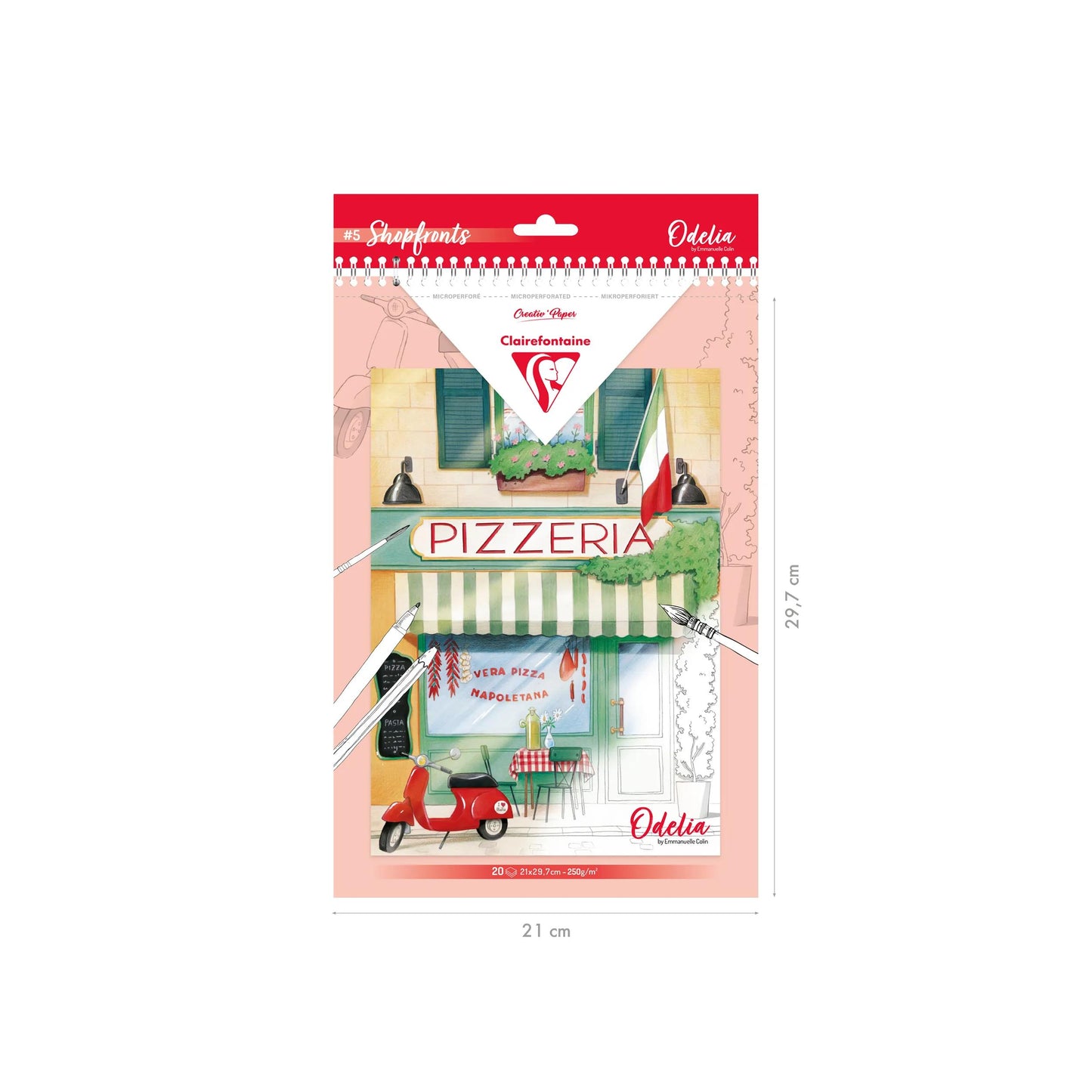 ODELIA, Blocco di colorazione multi-tech di 20 fogli A4 250g, Finestra - Nuovo (Pacchetto x5)