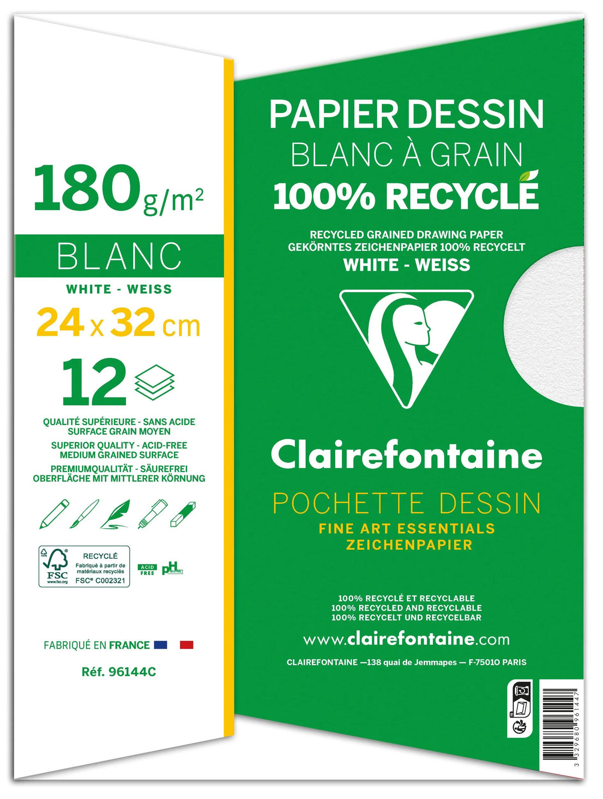 Grainzeichnung 100% recycelter Beutel 12F 24x32 180g (10er-Pack)