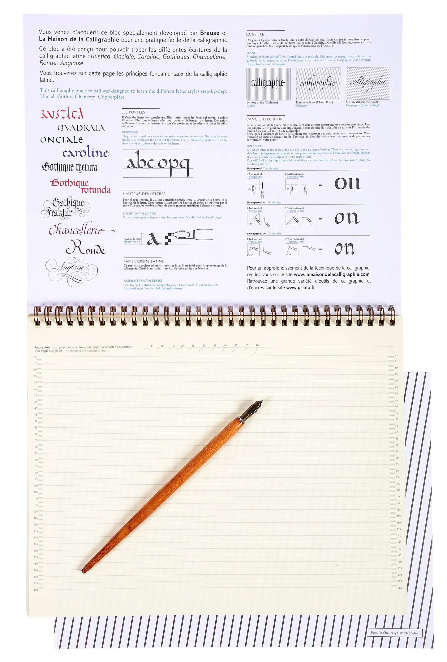 Bloc de calligraphie d'apprentissage A3, FRANCAIS/ANGLAIS - crème (Lot x5)