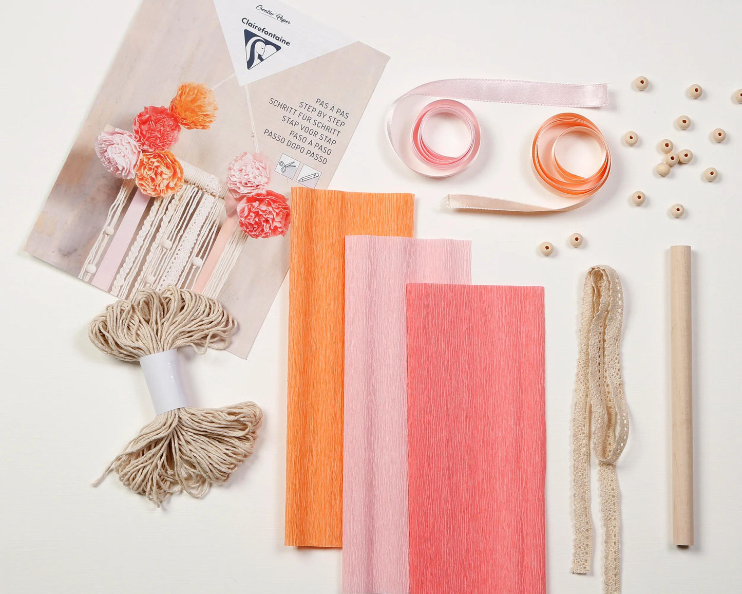 KIT CREPON, Macramé Dekoration 20,5x1,5x30cm - Sortiment (Paket x3)