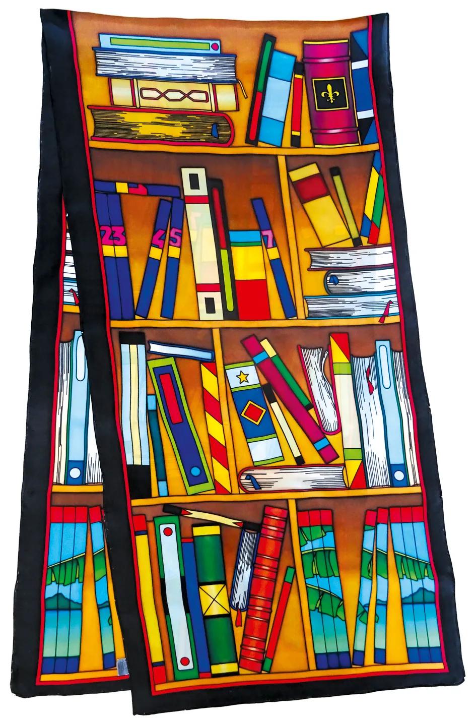 Scarf 100% silk - 180x43cm Biblio - White (Pack x3)