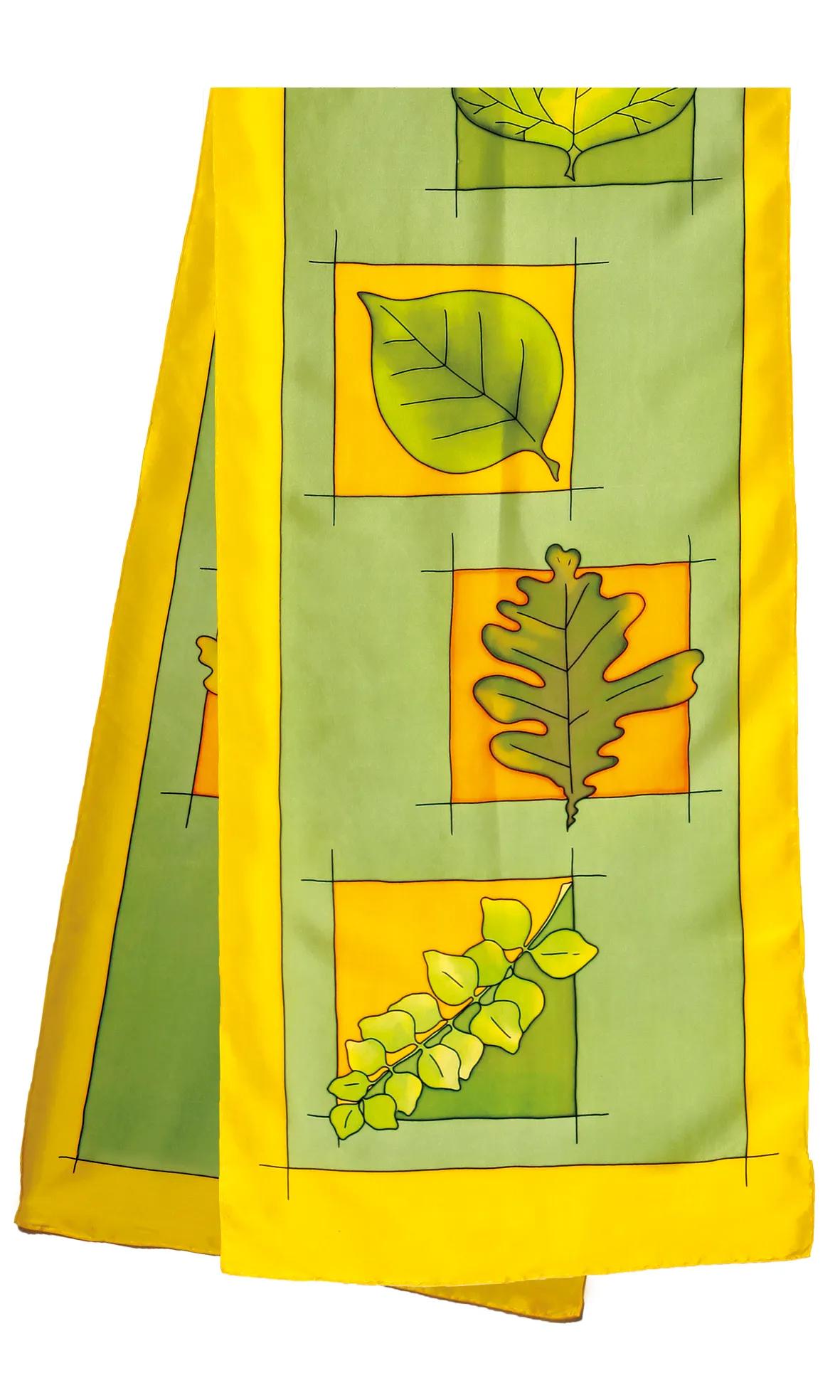Scarf 100% silk - 180x43cm Autumn - White (Pack x3)