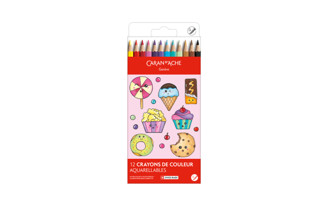 Kawaii-Set 12 Farbstifte Swisscolor Aquarell Candy World