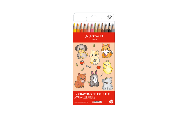 Kawaii-Set 12 Farbstifte Swisscolor Aquarell Cute Animals
