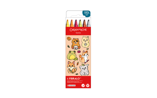Kawaii-Set 6 Fasermaler Fibralo™ Cute Animals