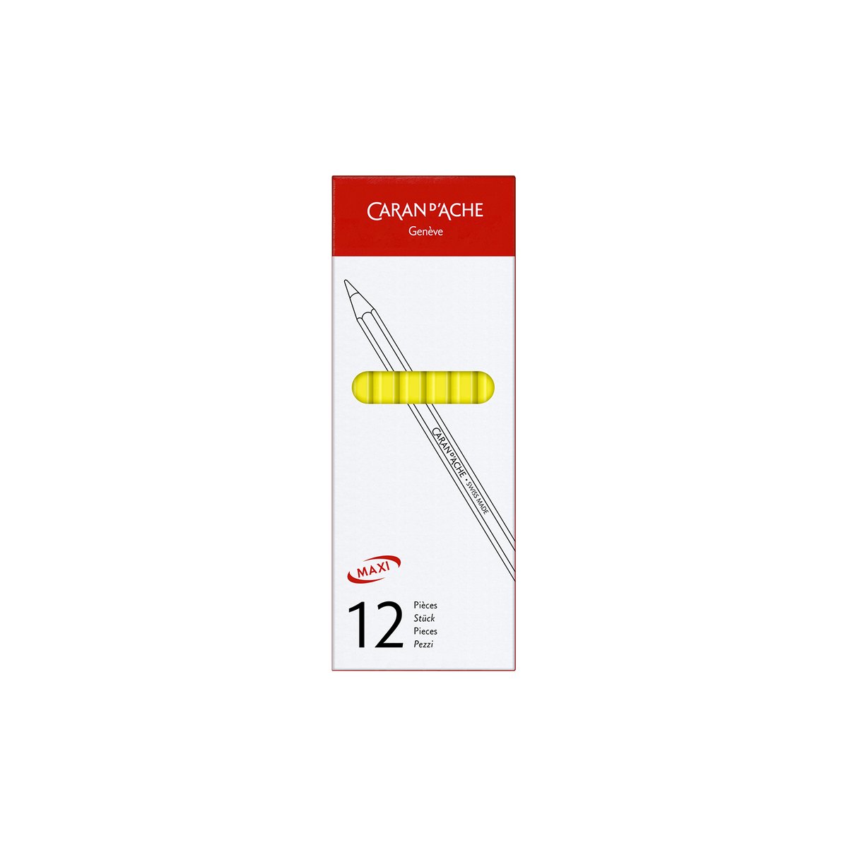Boîte de 12 crayons MAXI Jaunes Fluo
