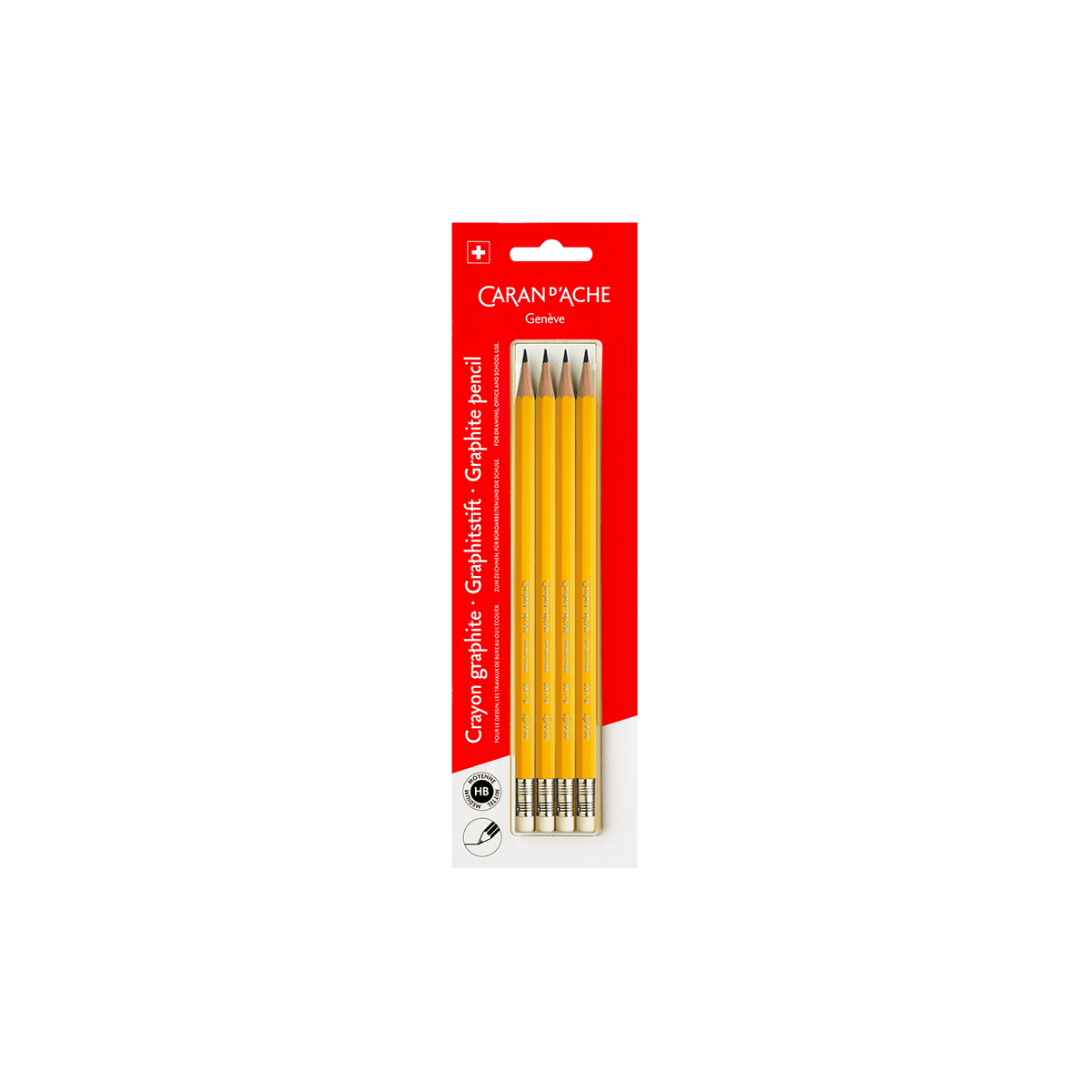 Set mit 4 Graphitstiften HB mit Radiergummi