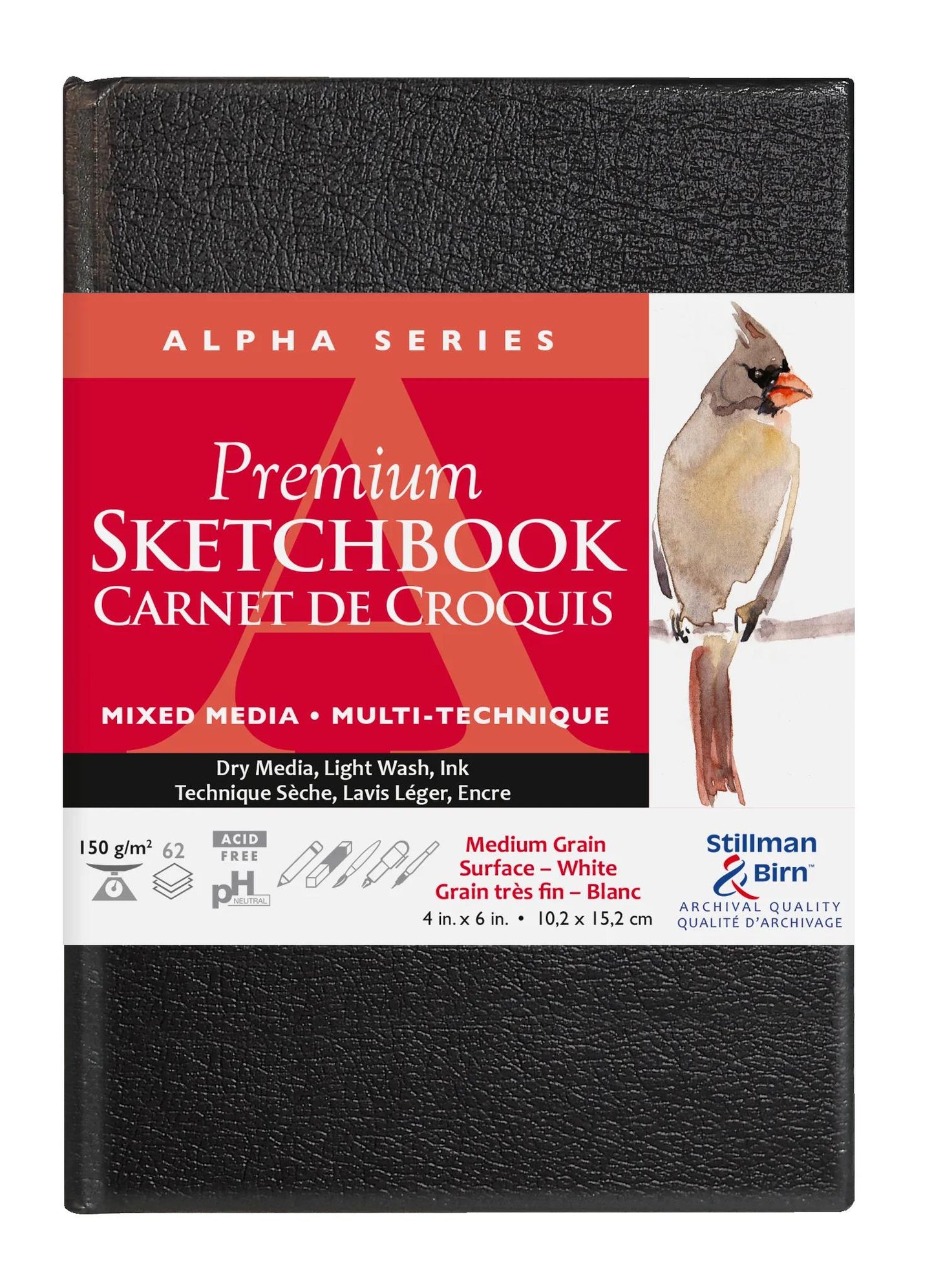 Alpha Series rigid rewinded notebook 62F 10.2x15.2cm 150g - White (Pack x2)