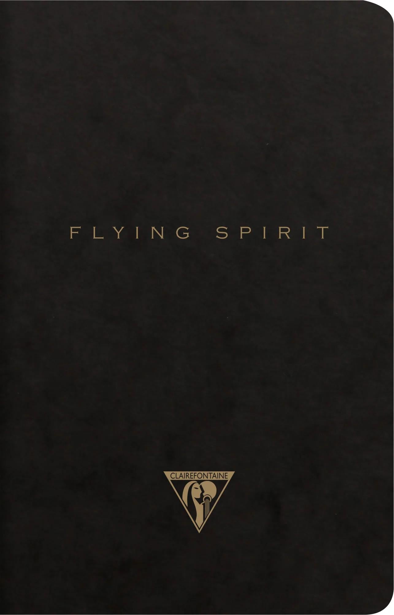 Flying Spirit Textilheftung 11x17cm 96 Seiten gefüttert passende Muster Elfenbeinpapier 90g - Schwarz (Paket x5)