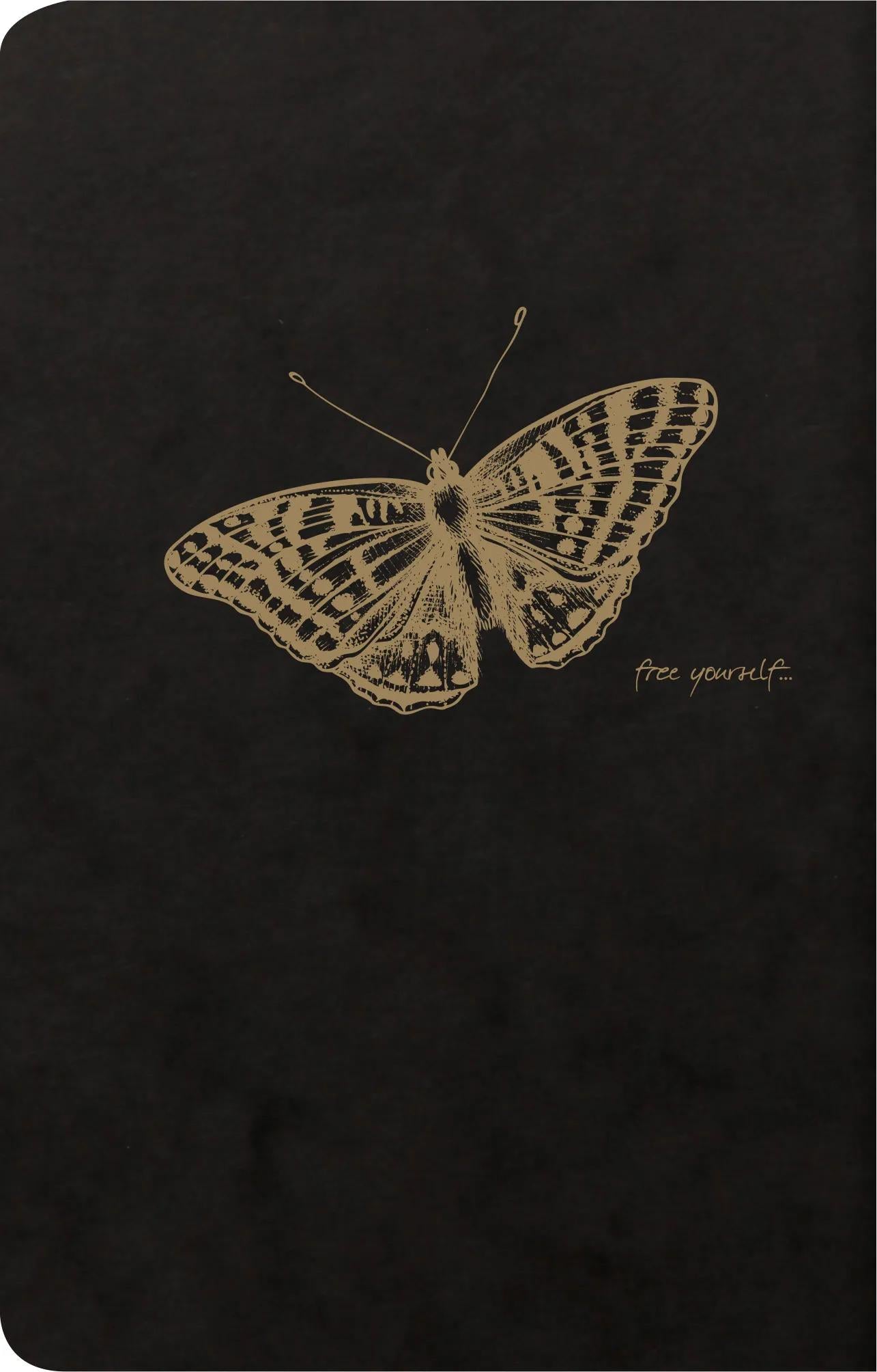 Flying Spirit Textilheftung 11x17cm 96 Seiten gefüttert passende Muster Elfenbeinpapier 90g - Schwarz (Paket x5)