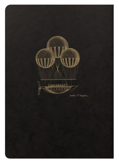 Flying Spirit textile sting A5 96 pages lineed matching patterns ivory paper 90g - Black