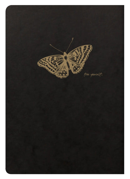 Flying Spirit textile sting A5 96 pages lineed matching patterns ivory paper 90g - Black