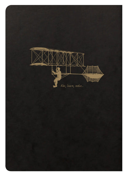 Flying Spirit textile sting A5 96 pages lineed matching patterns ivory paper 90g - Black