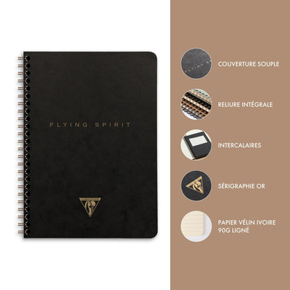 Flying Spirit Black A5 Complete Cover Binding Book 120 abnehmbare Seiten gefüttert Muster passend Elfenbeinpapier 90g - Schwarz (5er-Pack)