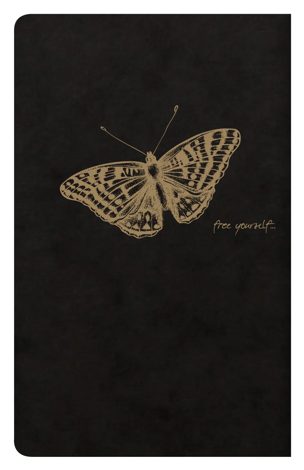 Flying Spirit Textil Sting 7.5x12cm 48 Seiten gefüttert passende Muster Elfenbeinpapier 90g - Schwarz (Paket x10)
