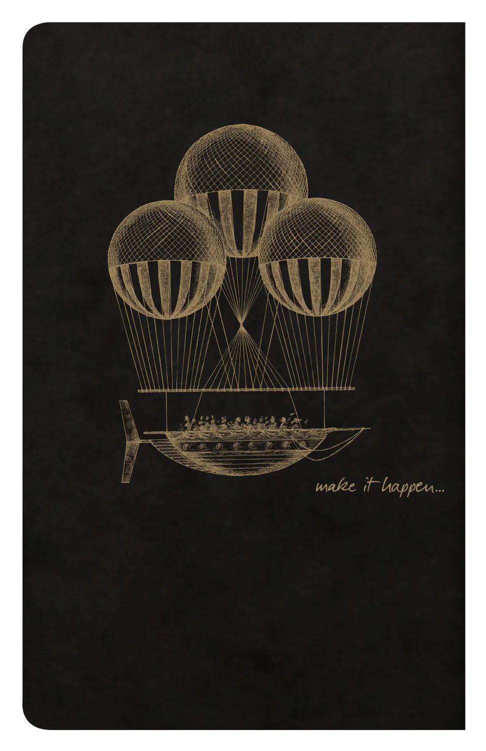 Flying Spirit Textil Sting 7.5x12cm 48 Seiten gefüttert passende Muster Elfenbeinpapier 90g - Schwarz (Paket x10)