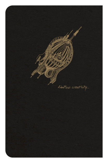 Flying Spirit Textil Sting 9x14cm 96 Seiten gefüttert passende Motive Elfenbeinpapier 90g - Schwarz (5er-Pack)