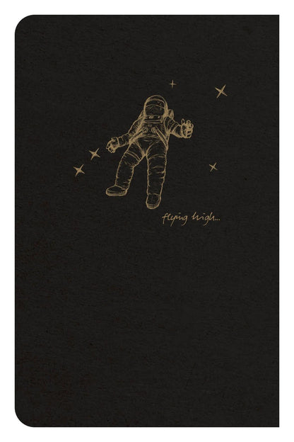Flying Spirit Textil Sting 9x14cm 96 Seiten gefüttert passende Motive Elfenbeinpapier 90g - Schwarz (5er-Pack)