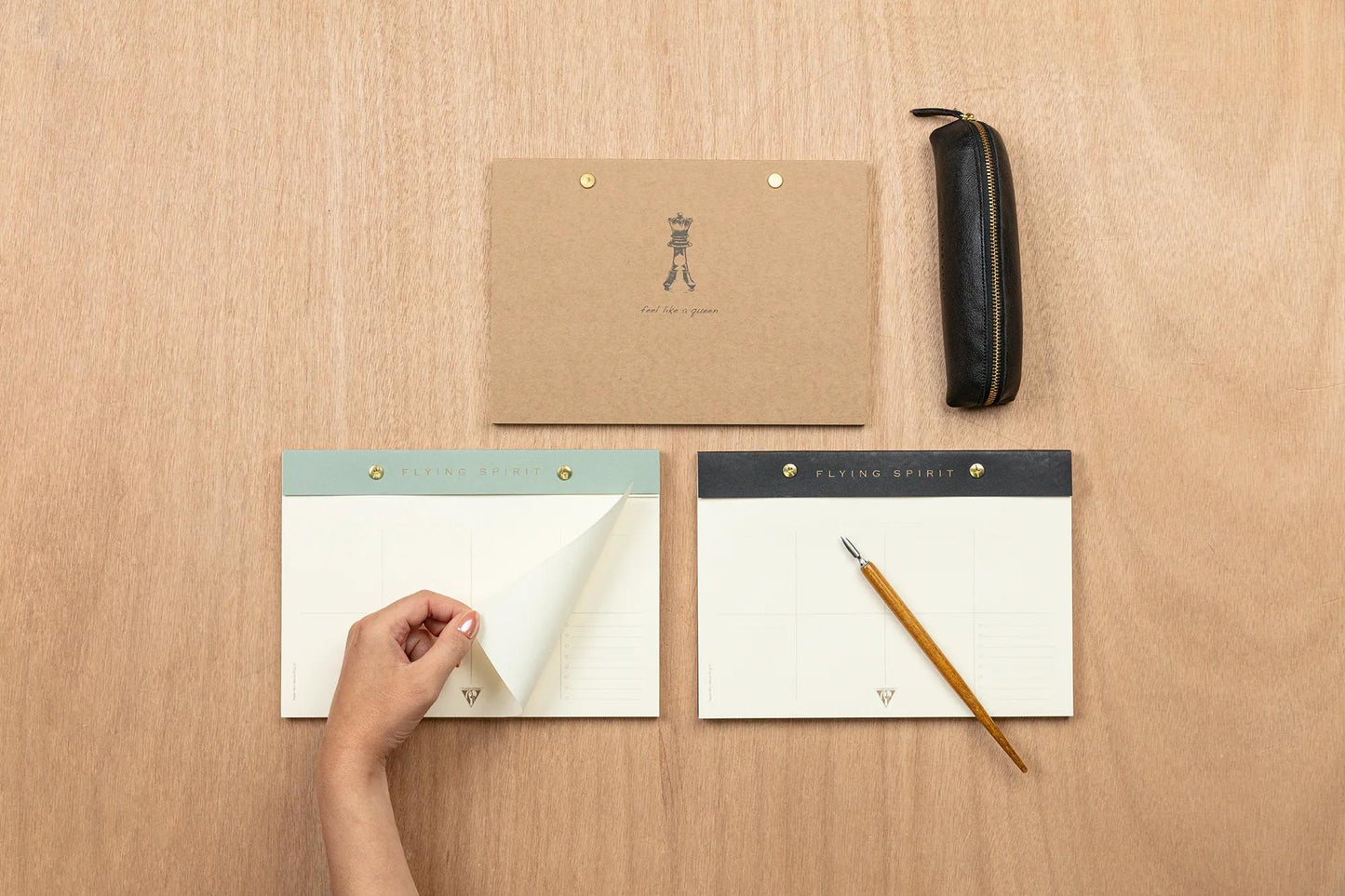 Flying Spirit Black Rivet Planner Block 24x17cm 60 detachable printed sheets. - Black (Pack x5)