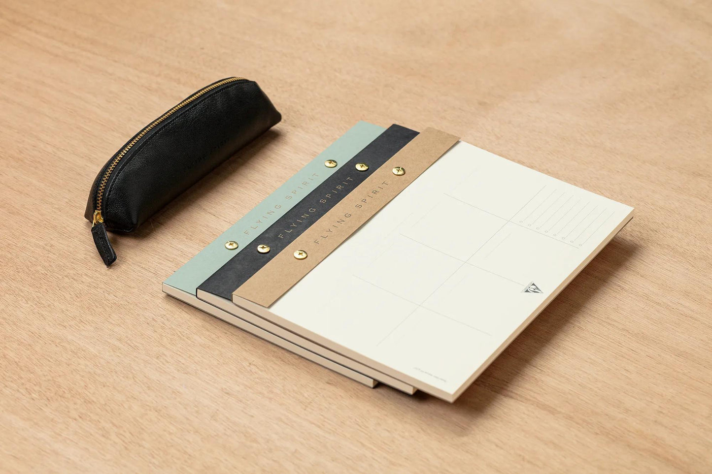 Flying Spirit Black Rivet Planner Block 24x17cm 60 detachable printed sheets. - Black (Pack x5)