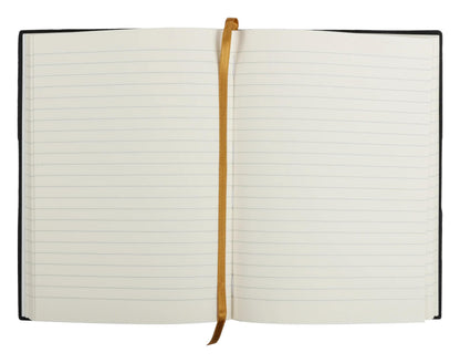 Booklet flyer sewn Flying Spirit A5 180 pages lined cover smooth leather ivory paper 90g - Black