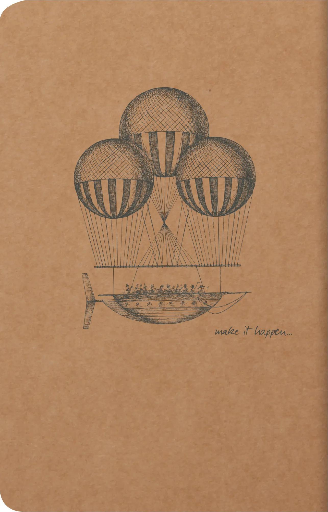 Flying Spirit textile sting 11x17cm 96 pages lined matching motifs ivory paper 90g - Kraft (Pack x5)