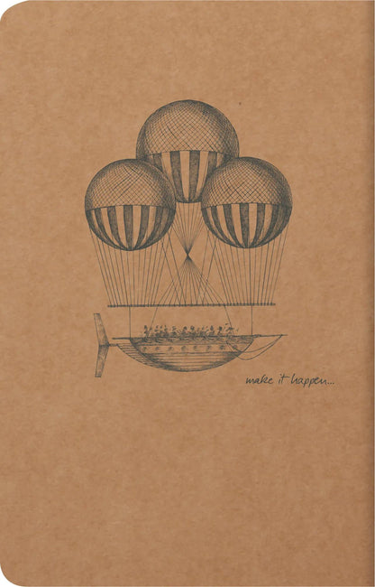 Flying Spirit Textil Sting 11x17cm 96 Seiten gefüttert passende Motive Elfenbeinpapier 90g - Kraft (5er-Pack)