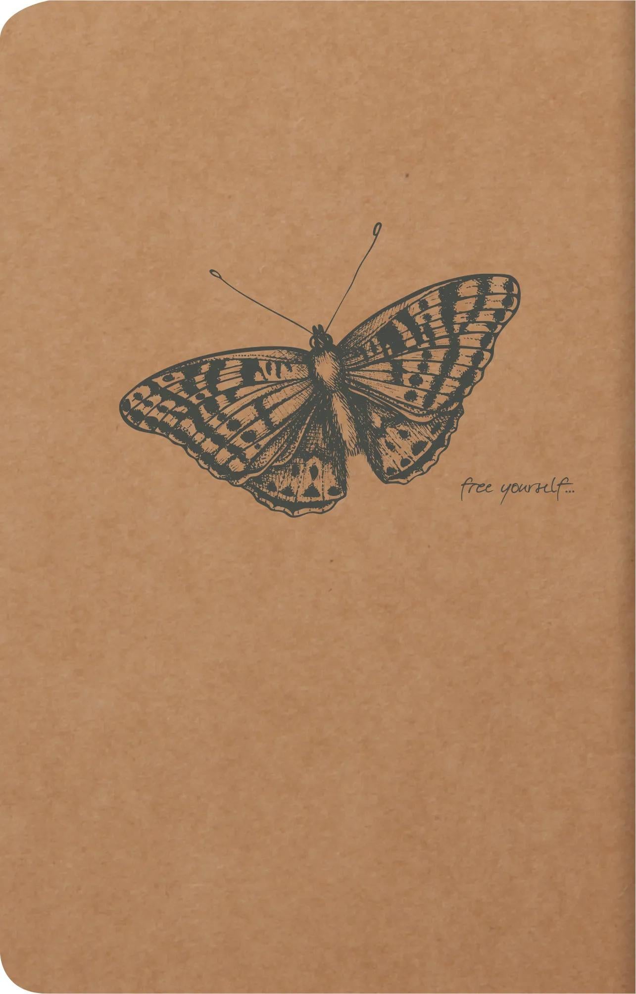 Flying Spirit textile sting 11x17cm 96 pages lined matching motifs ivory paper 90g - Kraft (Pack x5)