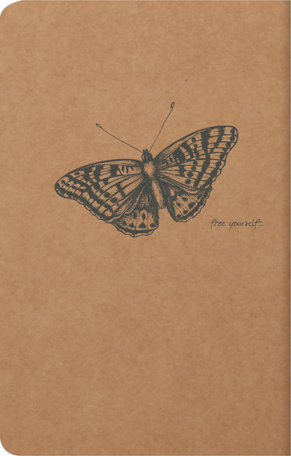 Flying Spirit Textil Sting 11x17cm 96 Seiten gefüttert passende Motive Elfenbeinpapier 90g - Kraft (5er-Pack)