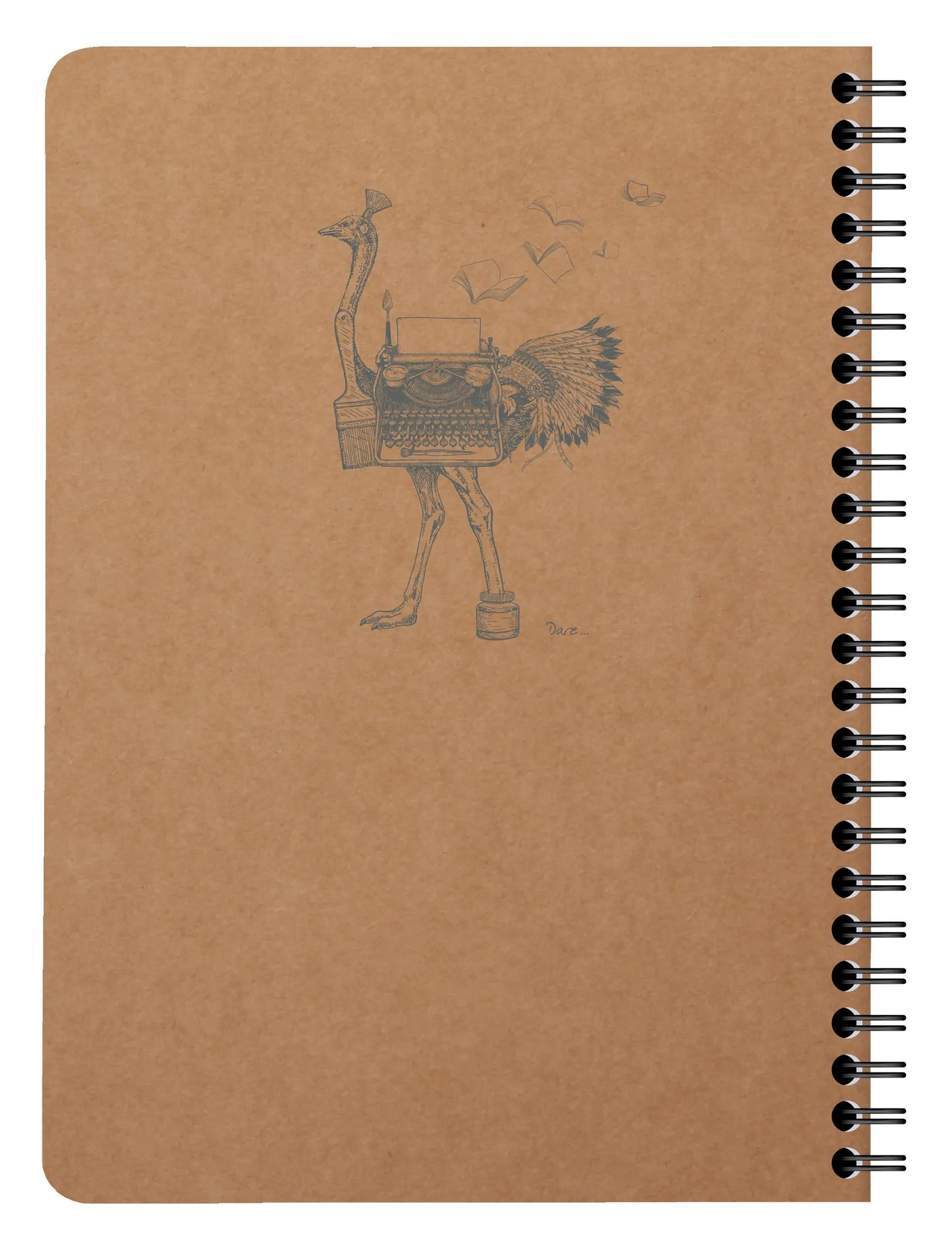 Carnet reliure intégrale à pochettes Flying Spirit Kraft A5 120 pages détachables ligné motifs assortis papier ivoire 90g - Brun (Lot x5)