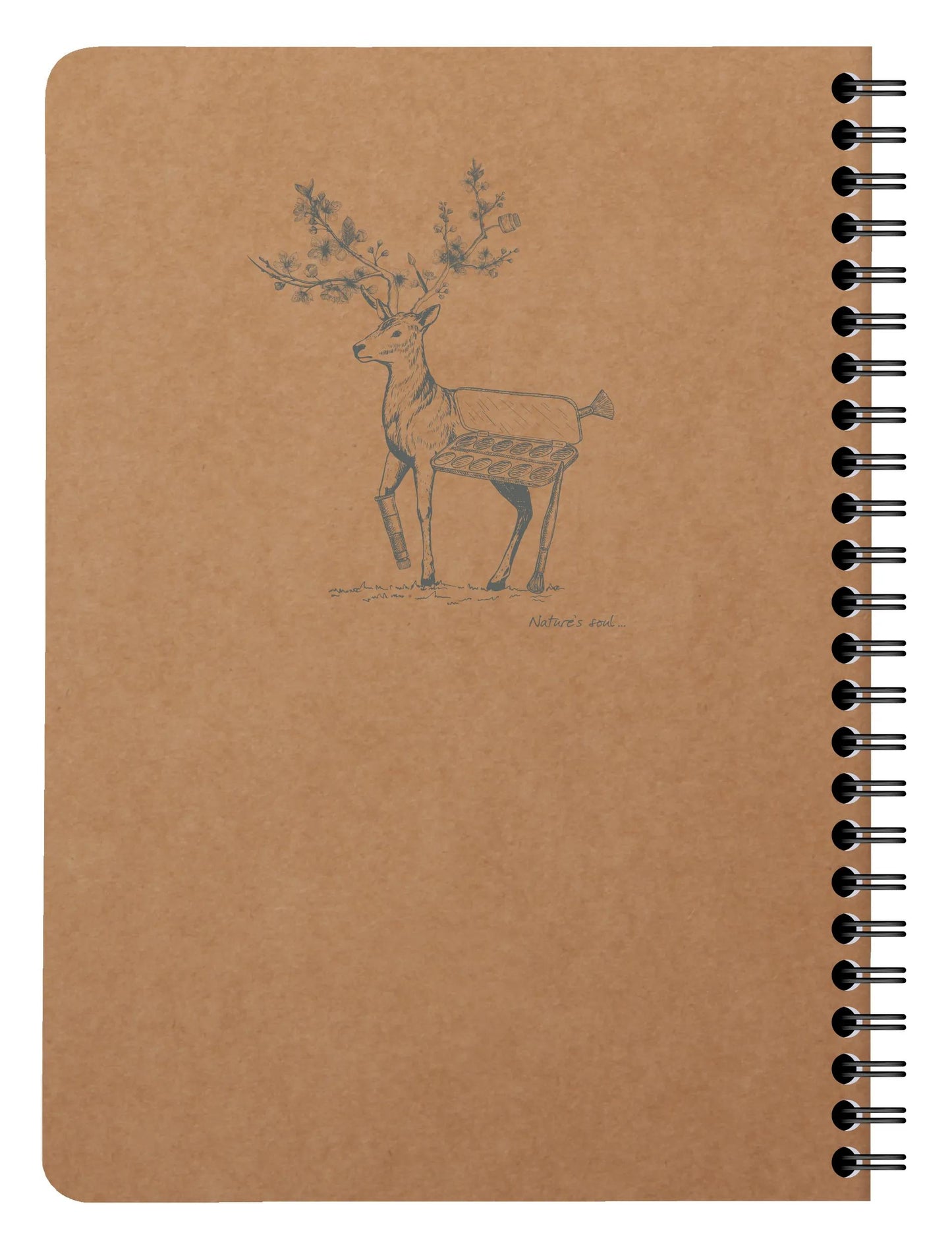 Carnet reliure intégrale à pochettes Flying Spirit Kraft A5 120 pages détachables ligné motifs assortis papier ivoire 90g - Brun (Lot x5)