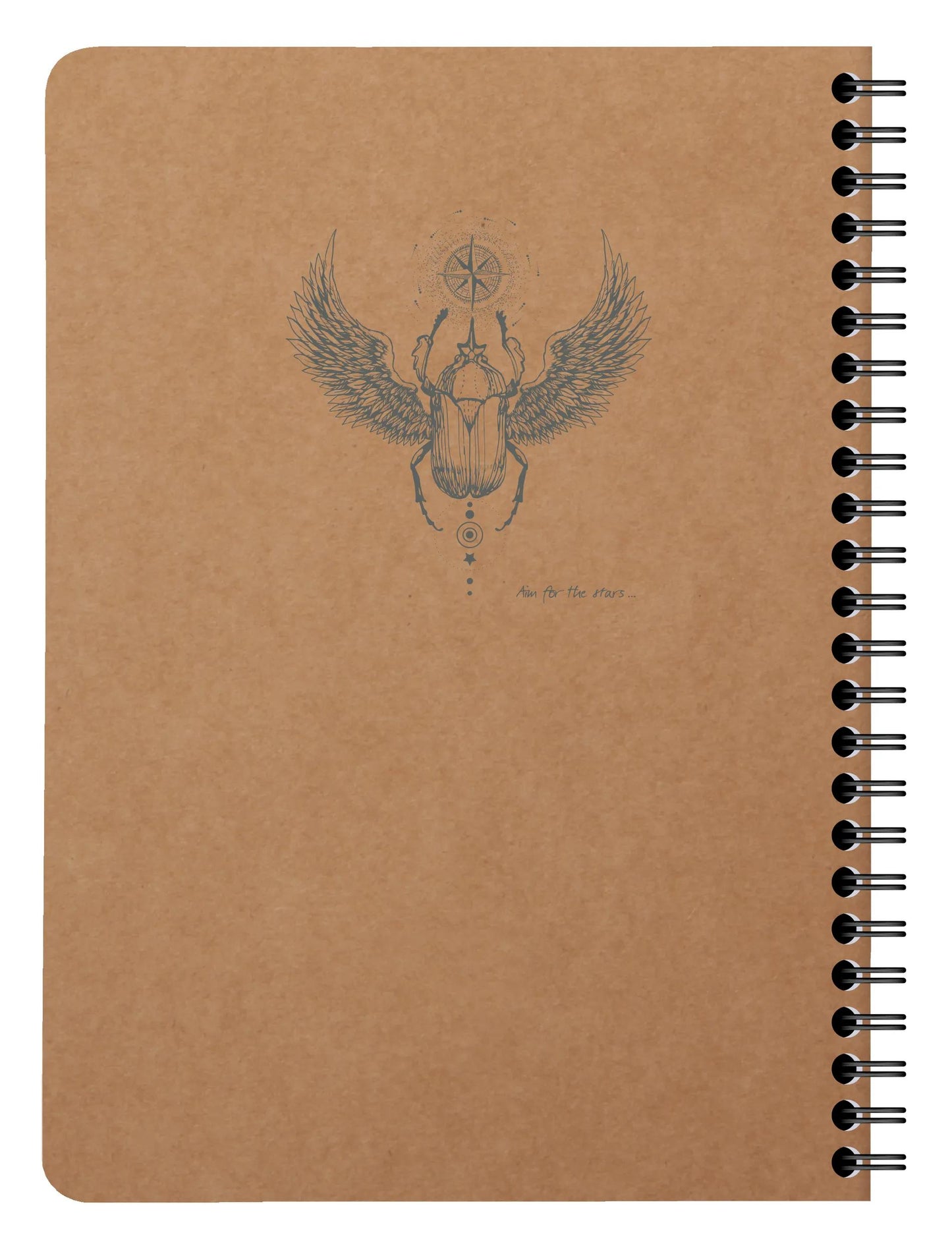 Carnet reliure intégrale à pochettes Flying Spirit Kraft A5 120 pages détachables ligné motifs assortis papier ivoire 90g - Brun (Lot x5)