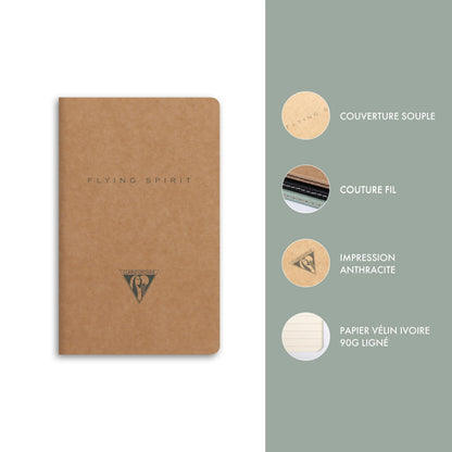 Flying Spirit textile sting 7,5x12cm 48 pages lined matching motifs ivory paper 90g - Kraft