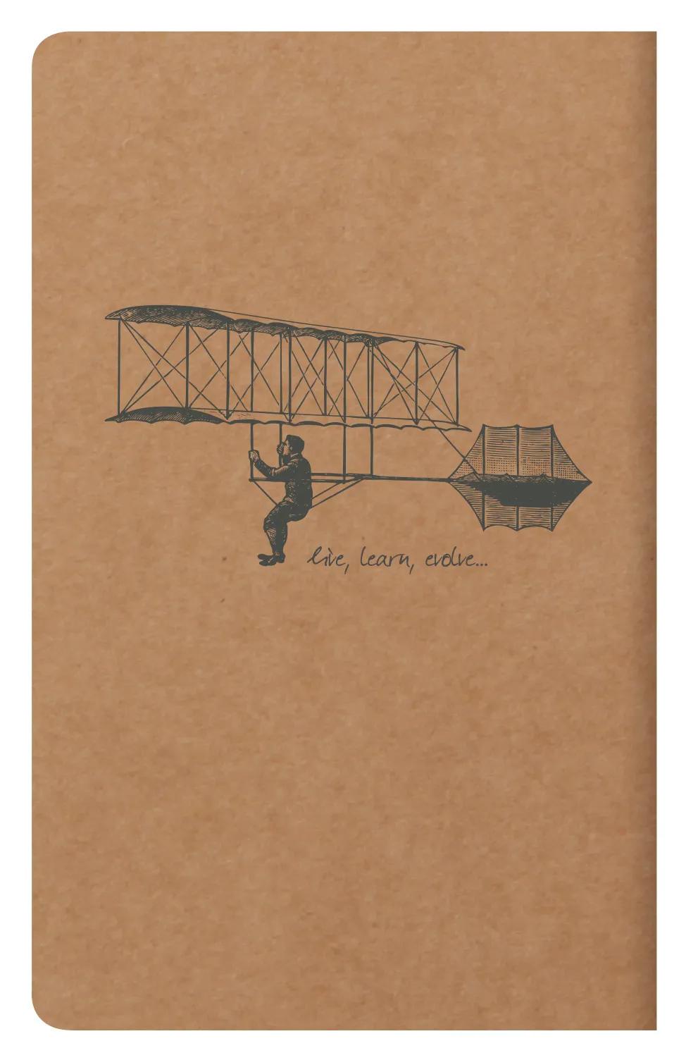 Flying Spirit textile sting 7,5x12cm 48 pages lined matching motifs ivory paper 90g - Kraft (Pack x10)