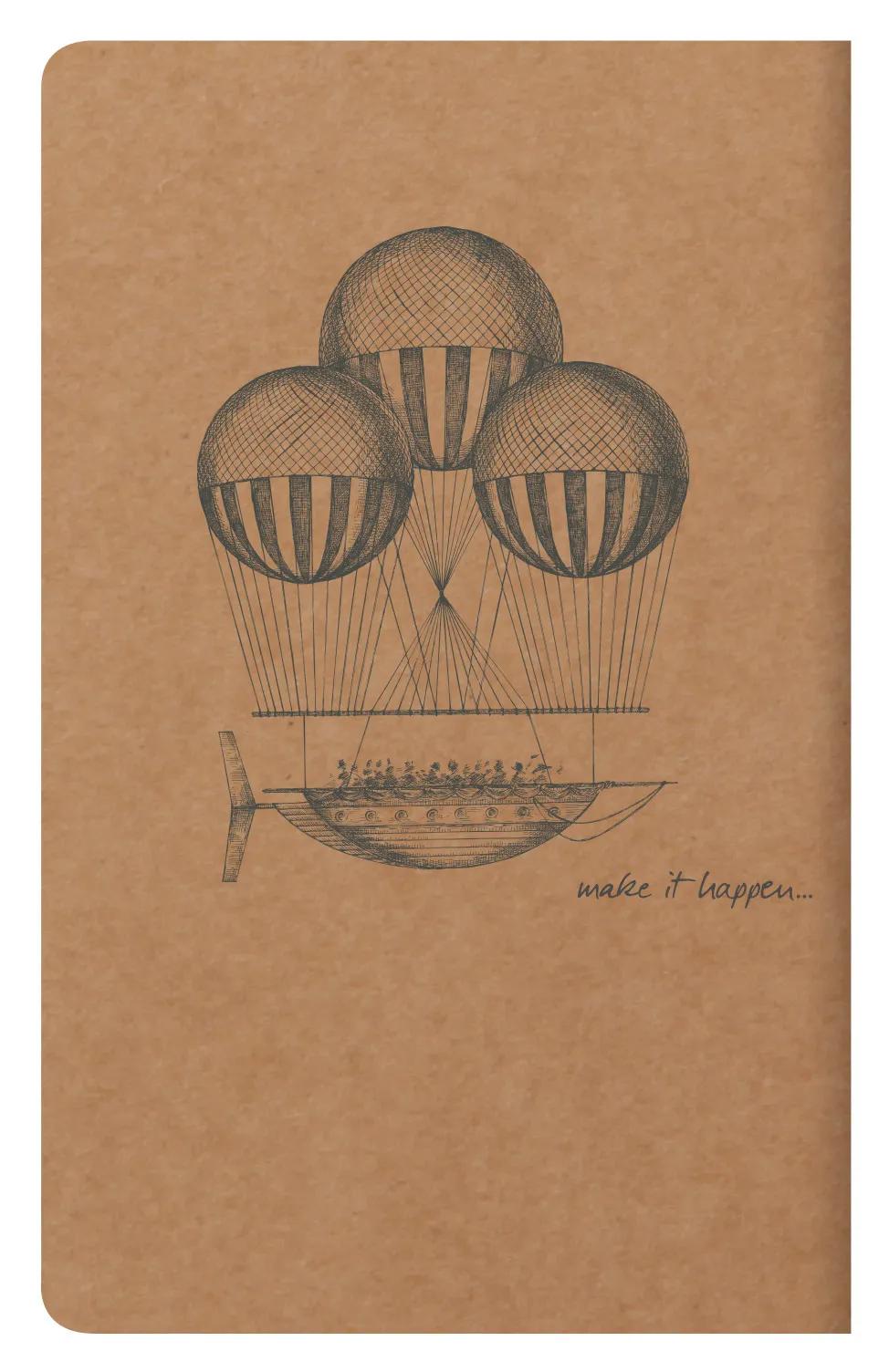 Flying Spirit textile sting 7,5x12cm 48 pages lined matching motifs ivory paper 90g - Kraft (Pack x10)